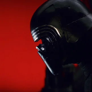 Kylo Ren portrait with helmet red background