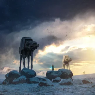Luke Skywalker against AT AT on Hoth