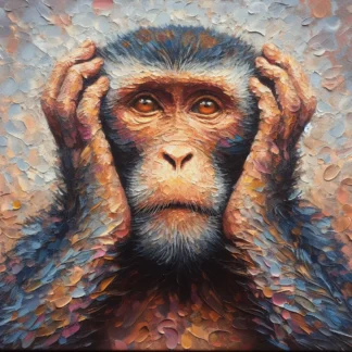 Wise Monkey Deaf portrait