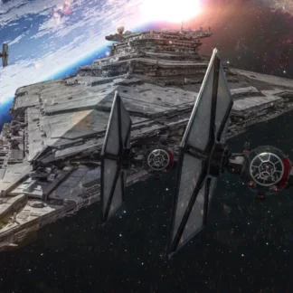 Star Destroyer and TIE fighters