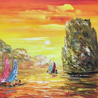 Sunset in Ha Long Bay