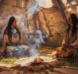 Apache Couple in Cozy Dwelling