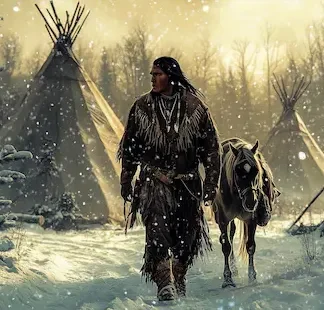 Blackfeet warrior and his horse