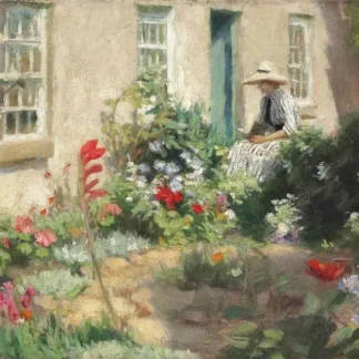 A Woman Reading In A Garden Ca. 1900