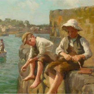 Boys Fishing On A Quay 1908