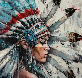 Iroquois Lady in Feathers and Spirit