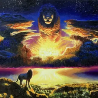 Simba and Mufasa in a Celestial Dawn