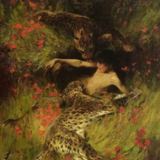 A Satyr Resting With Leopards